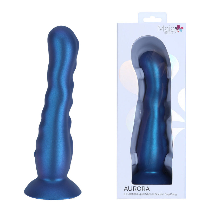 Maia AURORA - Metallic Blue 21.6 cm USB Rechargeable Vibrating Dildo