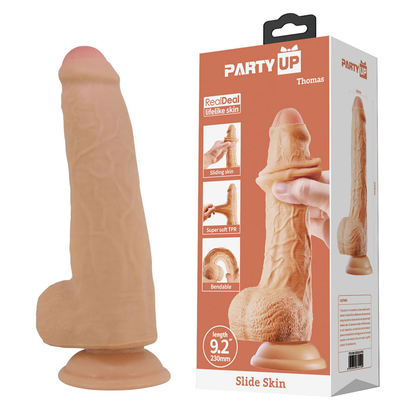 Party Up THOMAS Slide Skin Dong - Flesh 23 cm Flexible Dildo