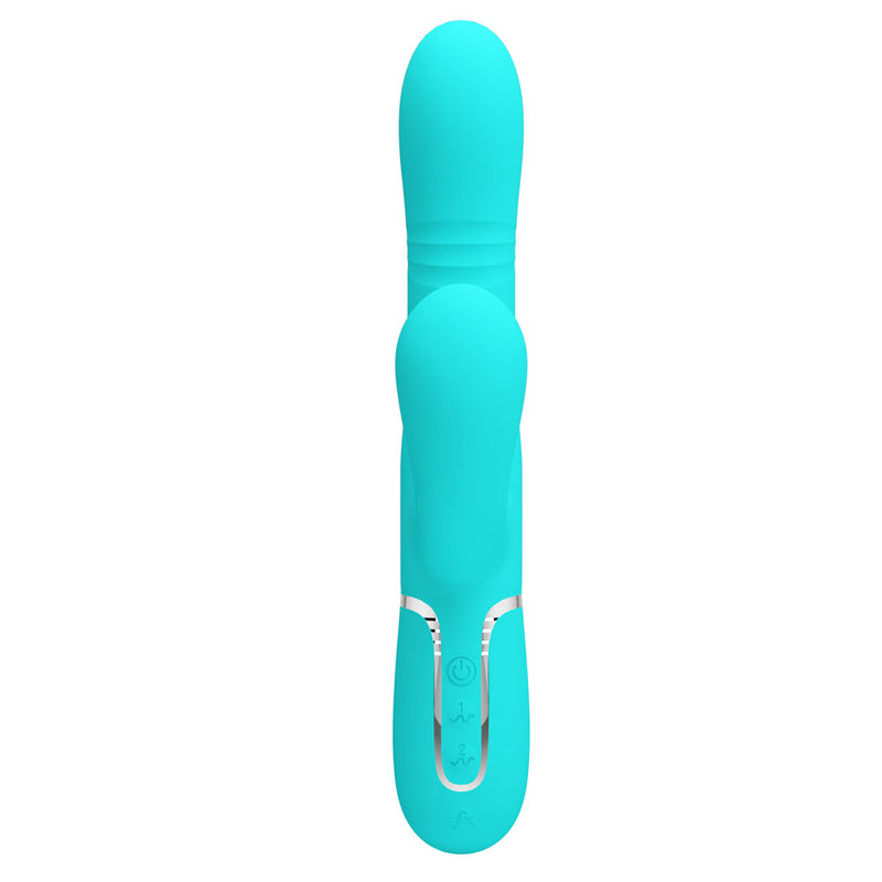 Party Up PAUL Rolling Beads Vibrator - Teal - Teal 22.6 cm USB Rechargeable Thrusting Rabbit Vibrator