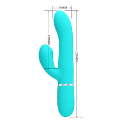 Party Up PAUL Rolling Beads Vibrator - Teal - Teal 22.6 cm USB Rechargeable Thrusting Rabbit Vibrator