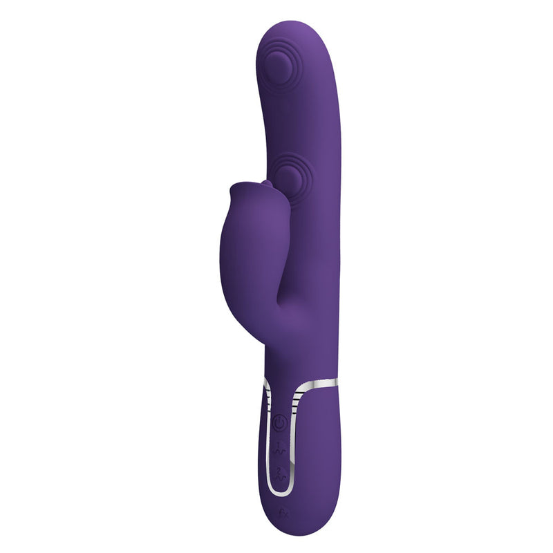 Party Up ALAN Dual Motor Vibrator - Purple - Purple 22.8 cm USB Rechargeable Vibrator with Licking Clit Stimulator and Thumping Shaft