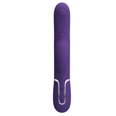 Party Up ALAN Dual Motor Vibrator - Purple - Purple 22.8 cm USB Rechargeable Vibrator with Licking Clit Stimulator and Thumping Shaft