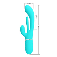 Party Up ANDY Multi Function Vibrator - Teal - Teal 22.2 cm USB Rechargeable Rabbit Vibrator with Flicking and Thumping Tip