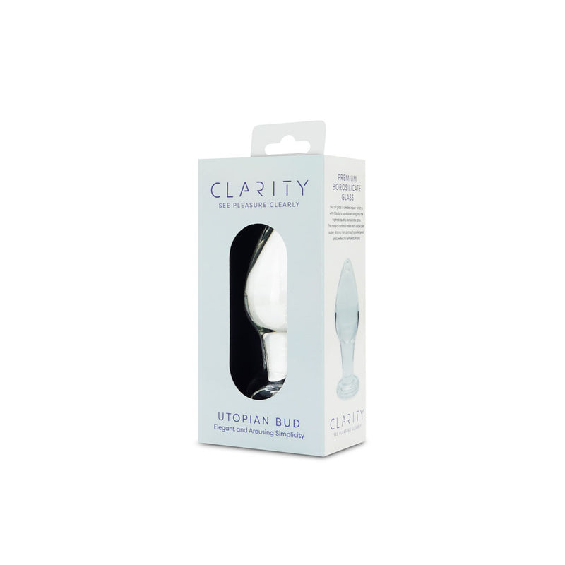 Clarity - Utopian Bud - Clear 8.9 cm Glass Butt Plug