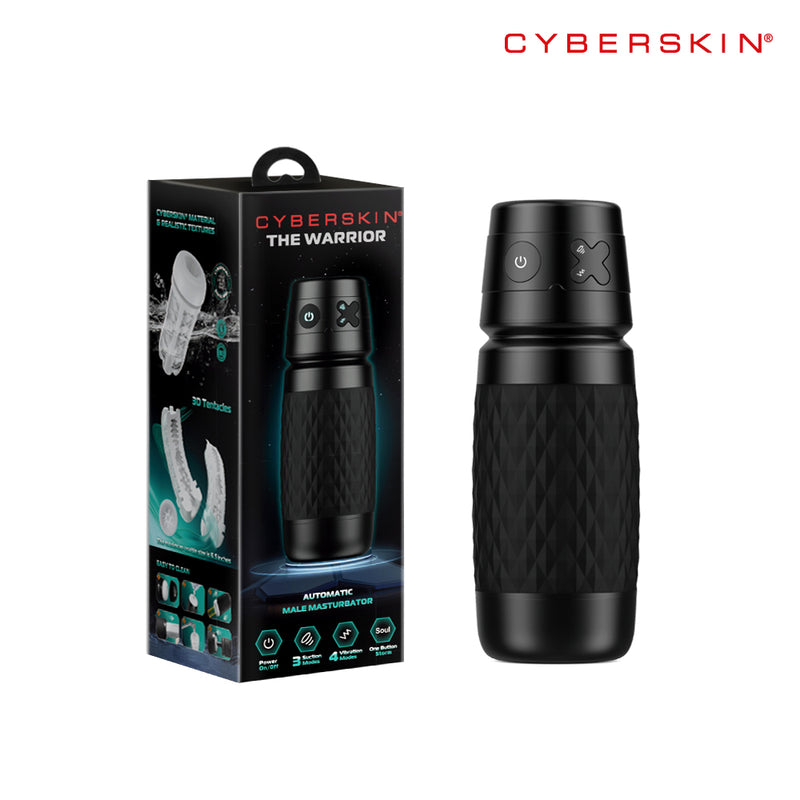 CyberSkin The Warrior - Black USB Rechargeable Sucking & Vibrating Auto Masturbator