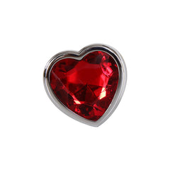 Adam & Eve Red Heart Gen Anal Plug - Medium - Metallic 8.25 cm Butt Plug with Heart Gem Base