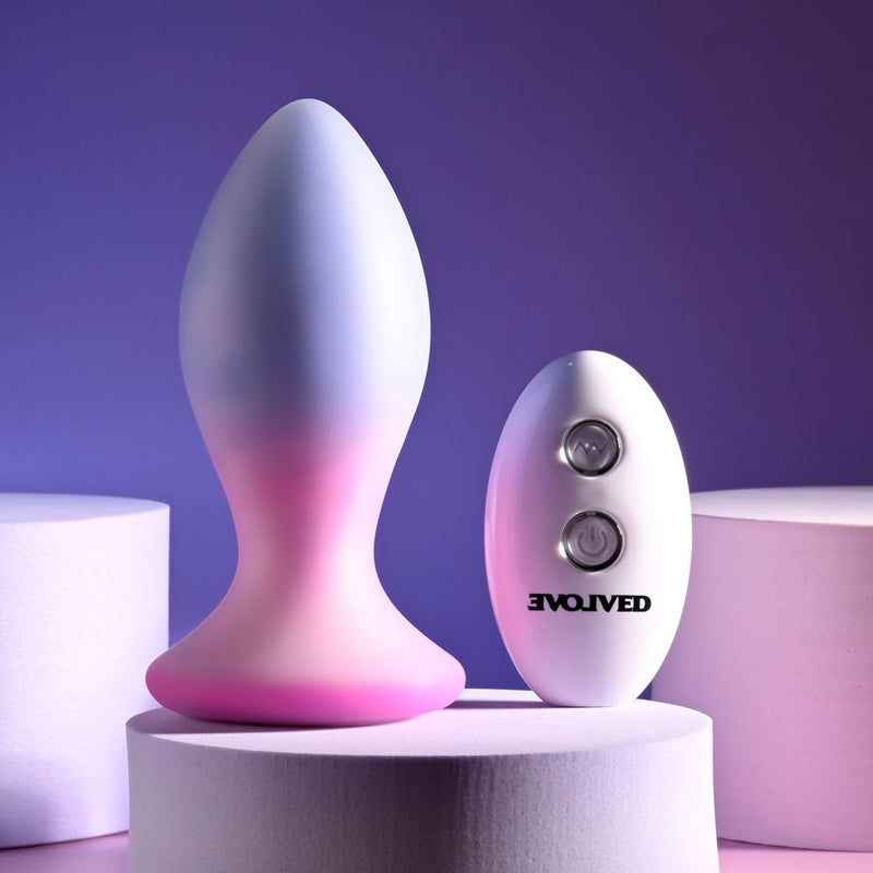 Evolved PARADISE PLUG - Pink/Purple 10.5 cm USB Rechargeable Vibrating Butt Plug with Wireless Remote