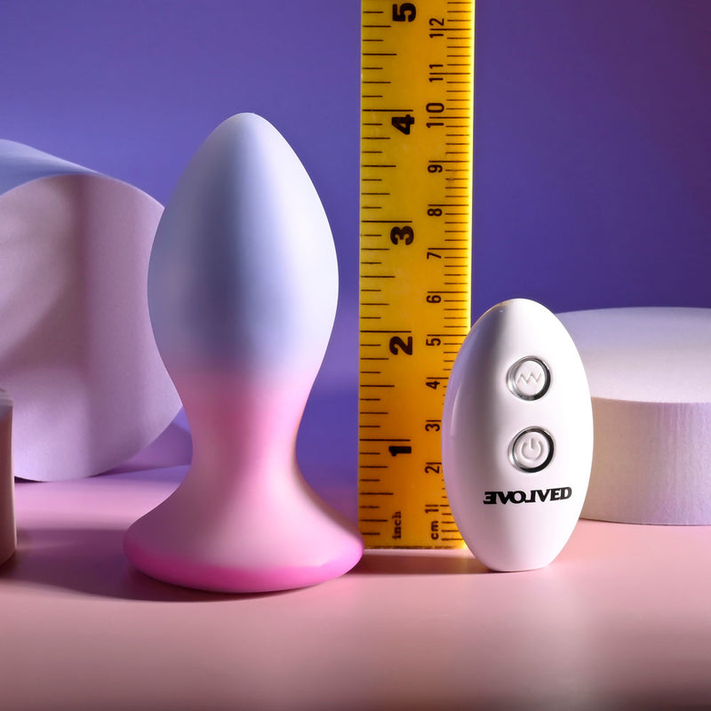 Evolved PARADISE PLUG - Pink/Purple 10.5 cm USB Rechargeable Vibrating Butt Plug with Wireless Remote