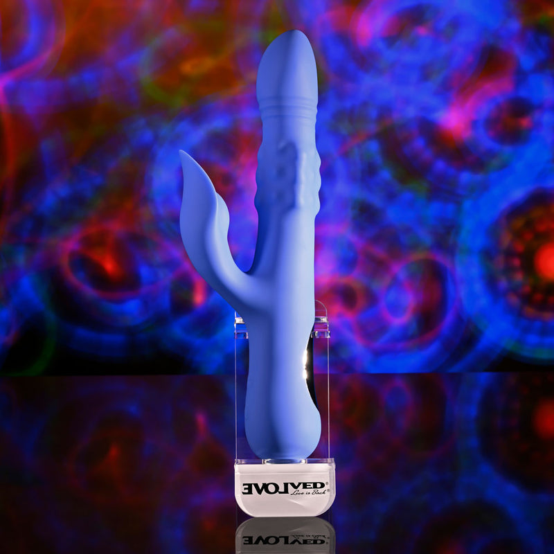 Evolved POP GOES THE O - Purple 24.7 cm USB Rechargeable Thrusting & Bulging Rabbit Vibrator