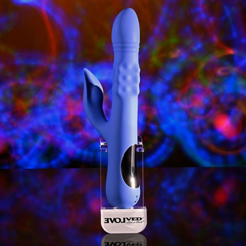 Evolved POP GOES THE O - Purple 24.7 cm USB Rechargeable Thrusting & Bulging Rabbit Vibrator