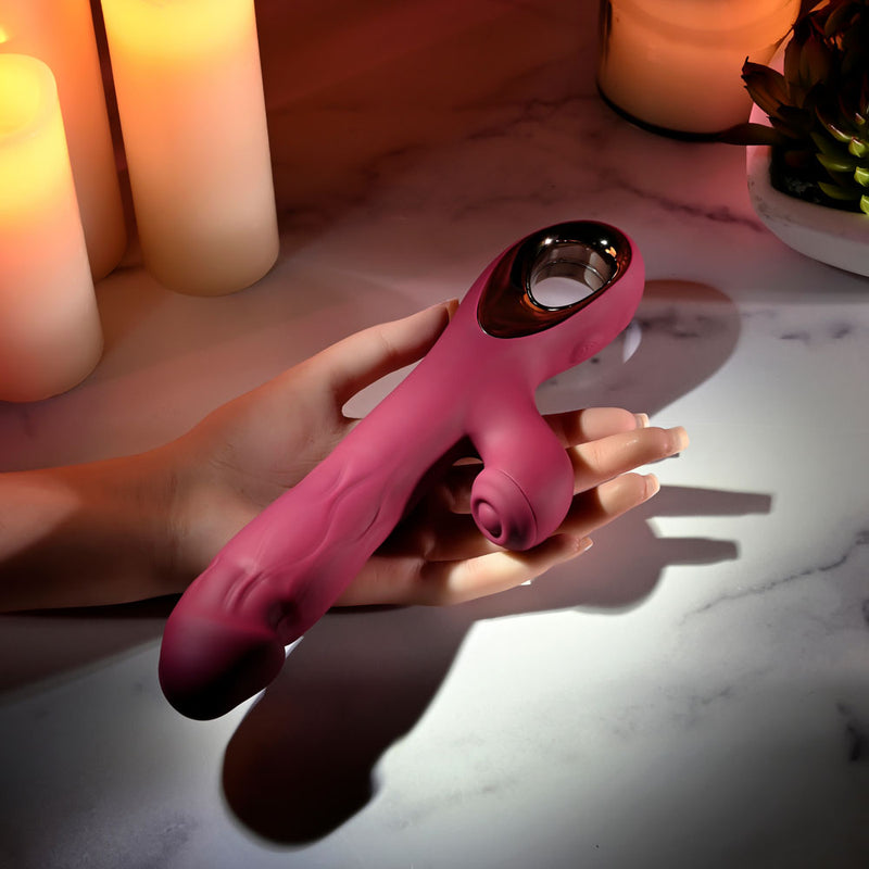 Evolved BURSTING WITH PLEASURE - Red 25.4 cm USB Rechargeable Vibrator with Tapping Clitoral Stimulator