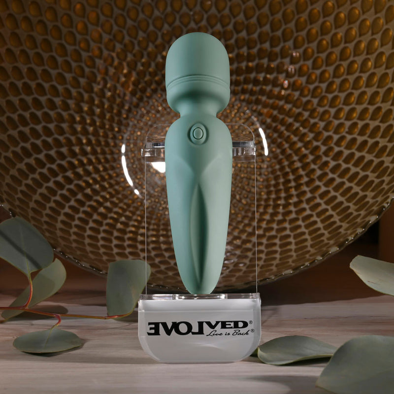 Evolved RUMBLE WAND - Olive Greeb 13.4 USB Rechargeable Mini Massage Wand