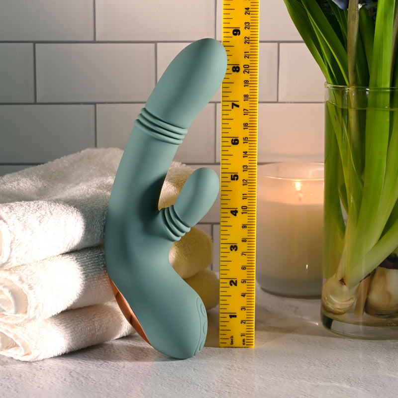 Evolved RUB ME TENDER - Green USB Rechargeable Gyrating & Thrusting Rabbit Vibrator