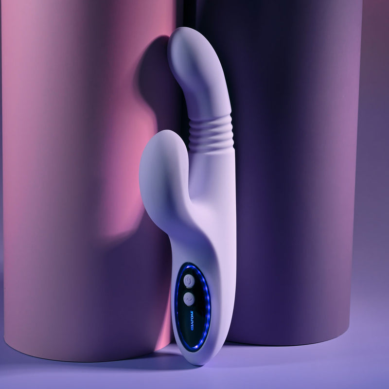 Evolved PEP TALK - Purple 23.3 cm USB Rechargeable Thrusting Vibrator with Tapping Clitoral Stimulator