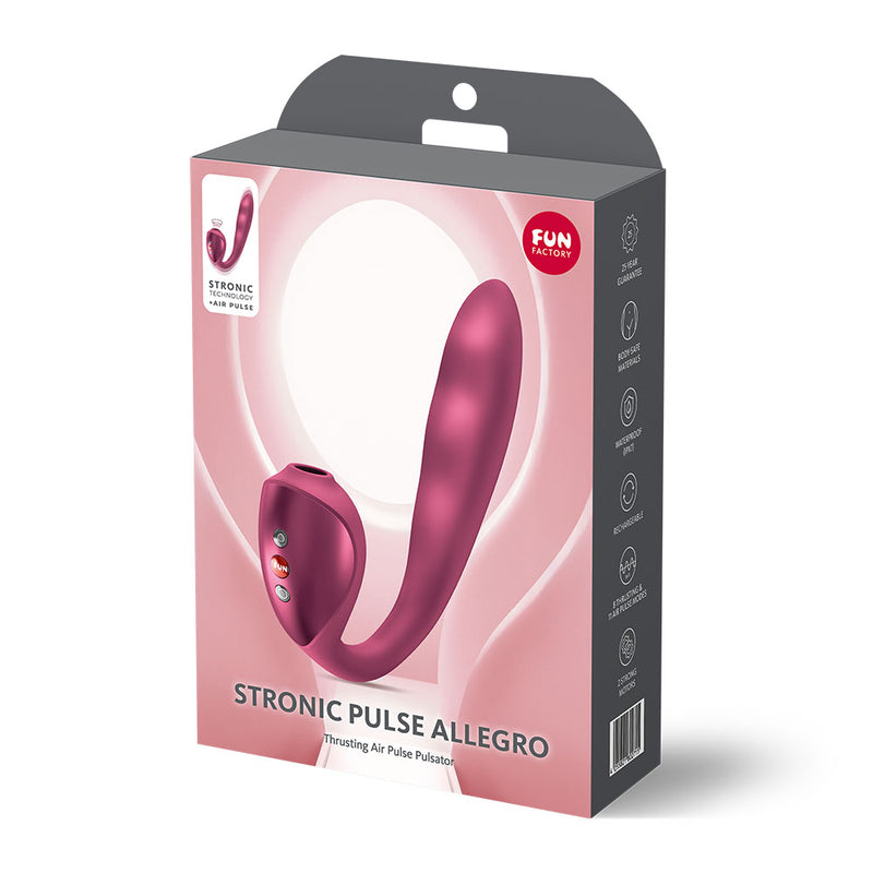 Fun Factory STRONIC PULSE ALLEGRO - Wine Red USB-C Rechargeable Thrusting Vibrator with Air Pulse Stimulator