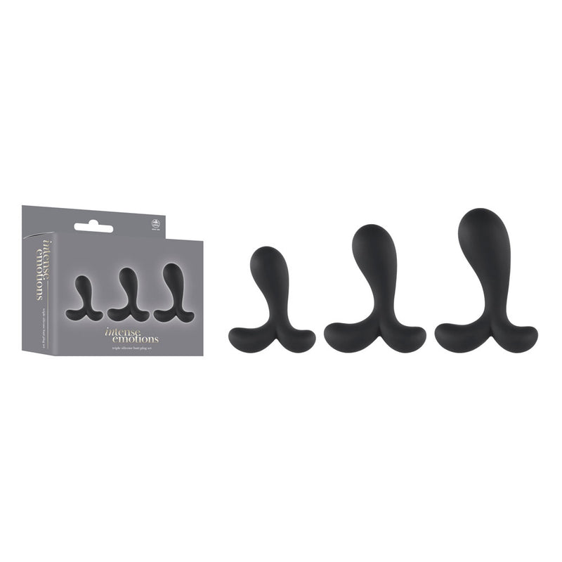 Intense Emotions - Black Butt Plugs - Set of 3 Sizes