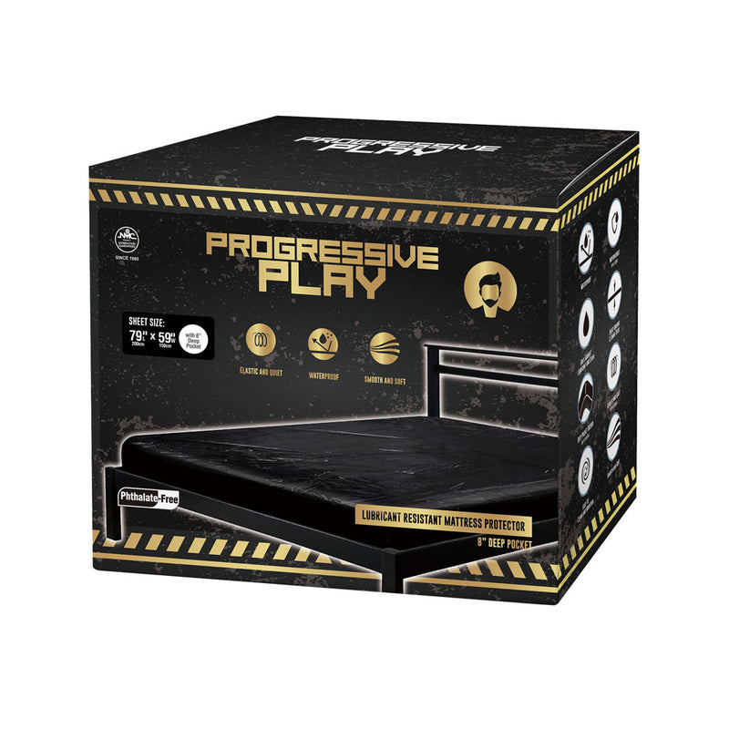 Progressive Play Lubricant Resistant Mattress Protector - Black Double Bed Mattress Protector