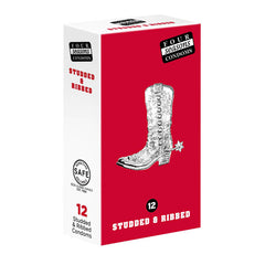 Four Seasons Studs & Ribs Condoms - Studded & Ribbed Lubricated Condoms - 12 Pack