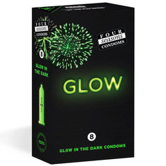 Four Seasons Glow N' Dark Condoms - Glow In The Dark Lubricated Condoms - 8 Pack