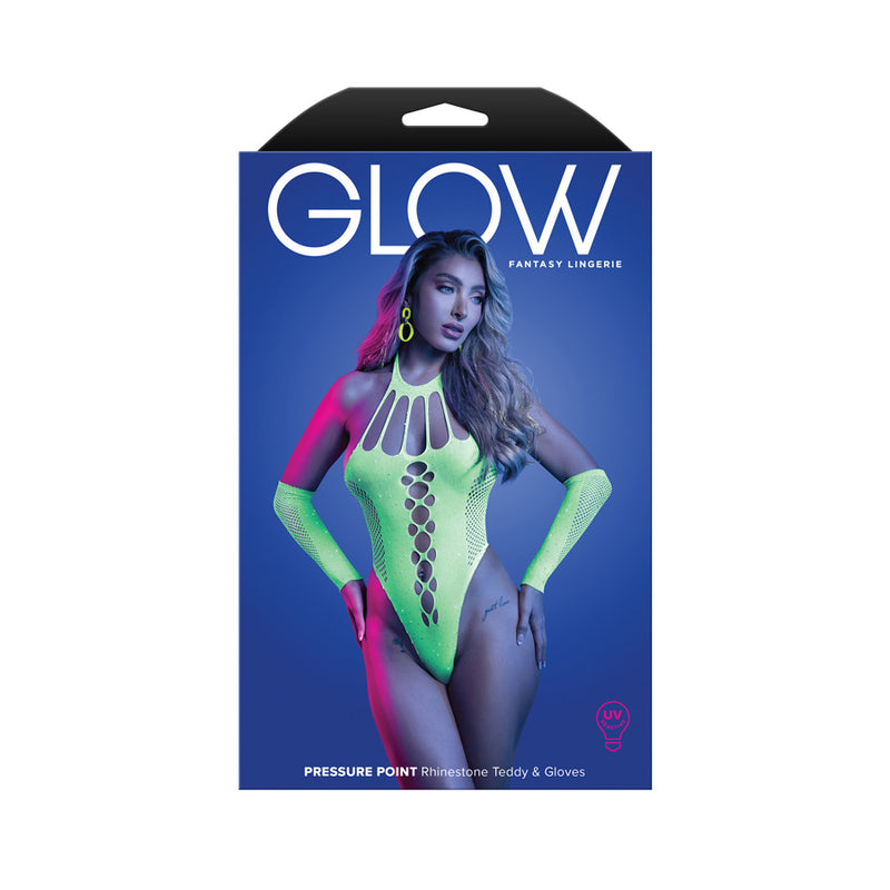GLOW Pressure Point Teddy - OS - Glow In Dark Green - One Size