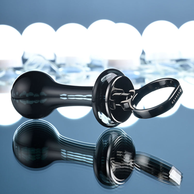 Gender X BLOW POP - Black 12.8 cm Glass Plug with Ring Pull
