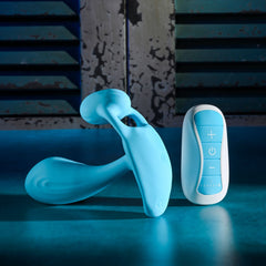 Gender X WEAR ME OUT - Blue 11.1 cm USB Rechargeable Wearable Vibrator with Wireless Remote
