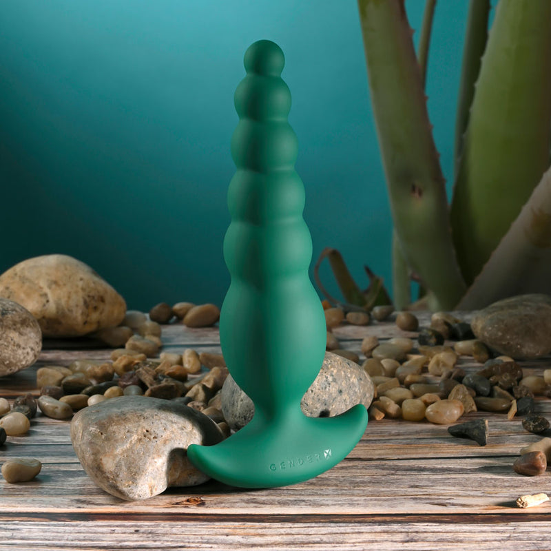 Gender X THE RATTLER - Green 17 cm USB Rechargeable Vibrating and Twirling Anal Plug
