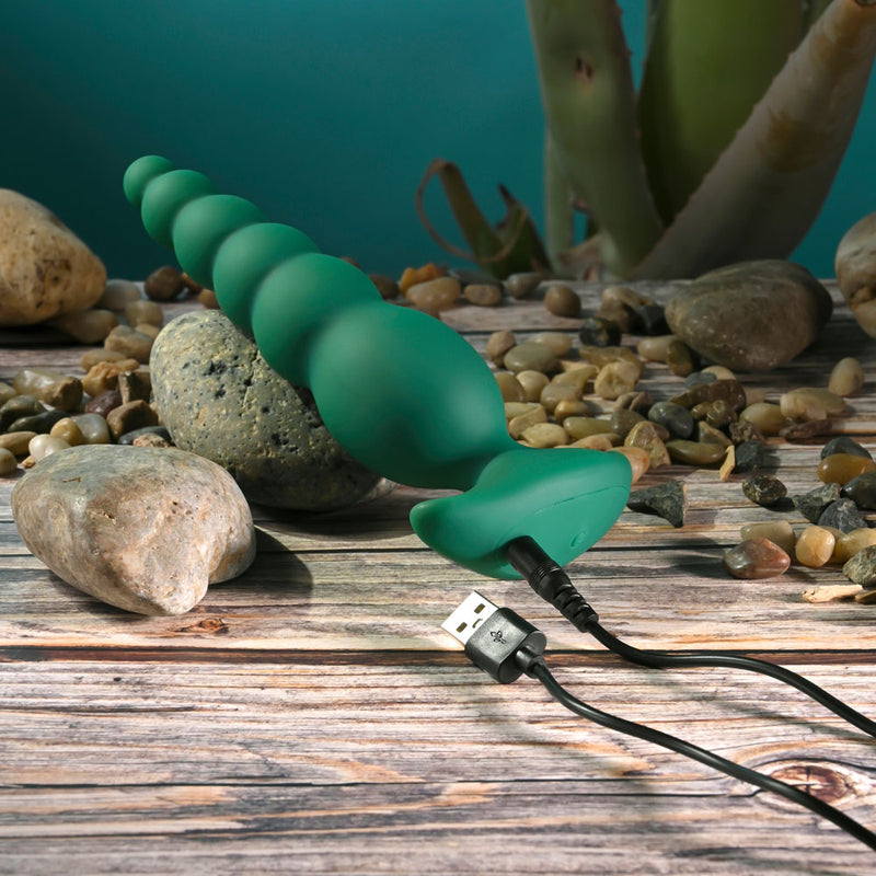 Gender X THE RATTLER - Green 17 cm USB Rechargeable Vibrating and Twirling Anal Plug