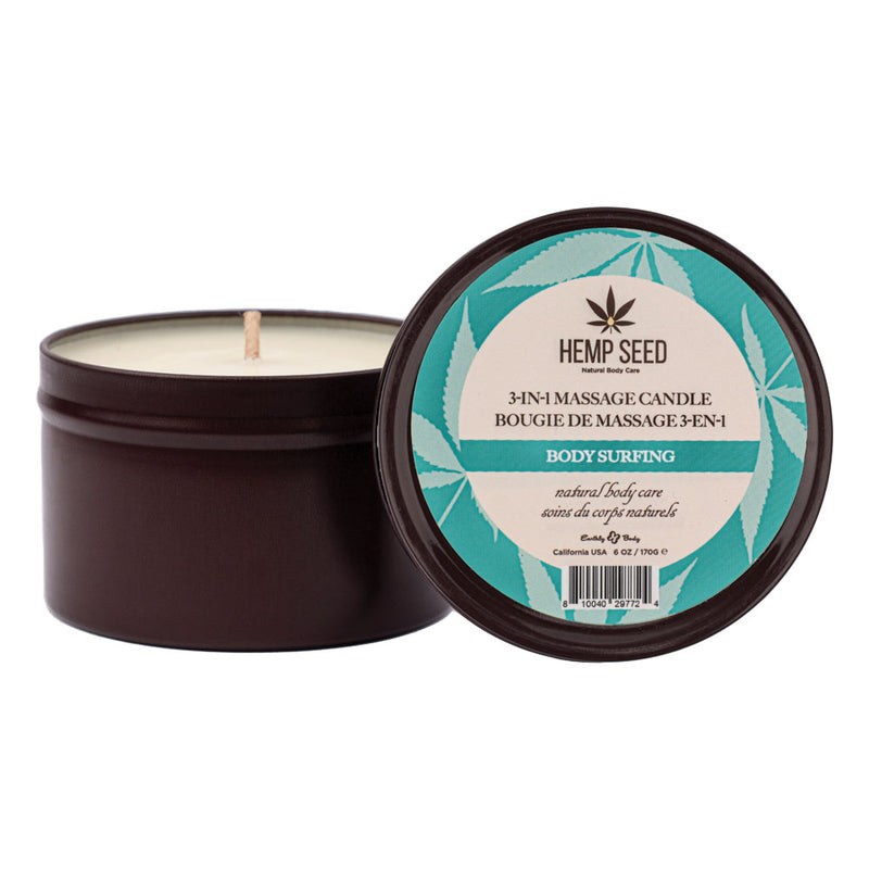 Hemp Seed 3-In-1 Massage Candle - Body Surfing (Aquatic Notes, Magnolia, Solar Florals) Scented - 170 g