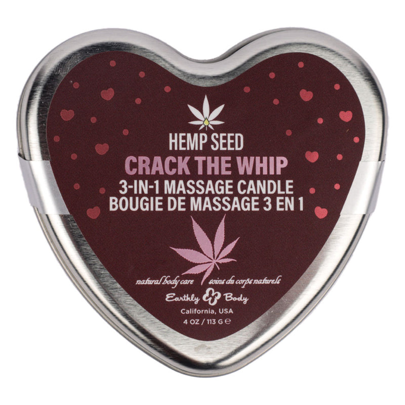 EB Hemp Seed 3 in 1 Massage Heart Candle - Crack The Whip - Crack The Whip (Dew-Kissed Rose, Violet Petals, Warm Amber) - 113 g
