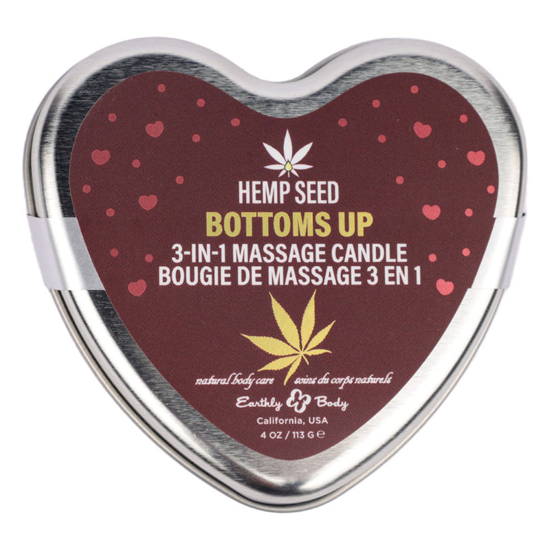EB Hemp Seed 3 in 1 Massage Heart Candle - Bottom's Up - Bottoms Up (Wild Blueberries, Dewy Meadow-grass, Sweet Wildflowers) - 113 g