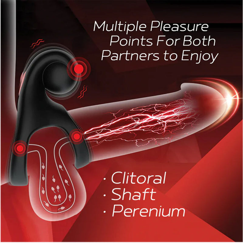 Red Dot Rings - V2 - Black USB Rechargeable Vibrating Cock & Ball Ring with Remote