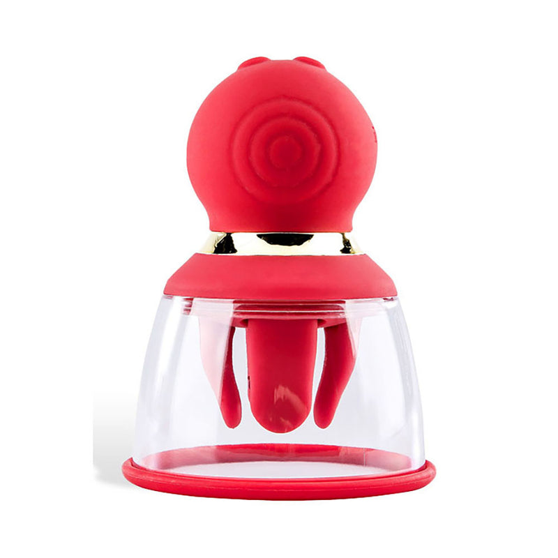 Adam & Eve SQUEEZE-N-PLEASE Pump - Red - Red USB Rechargeable Vaginal Pump with Massaging Tongue and Fingers