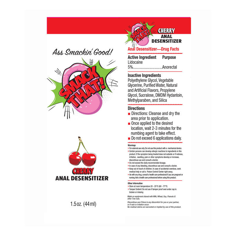 Smack That! Anal Desensitiser - Cherry - Cherry Flavoured Anal Desensitiser - 44 ml Tube