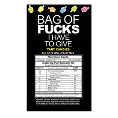 Bag Of Fucks I Have To Give - Bag of 25 - Fruit Flavoured Lollies - Bag of 25 Mini Packs