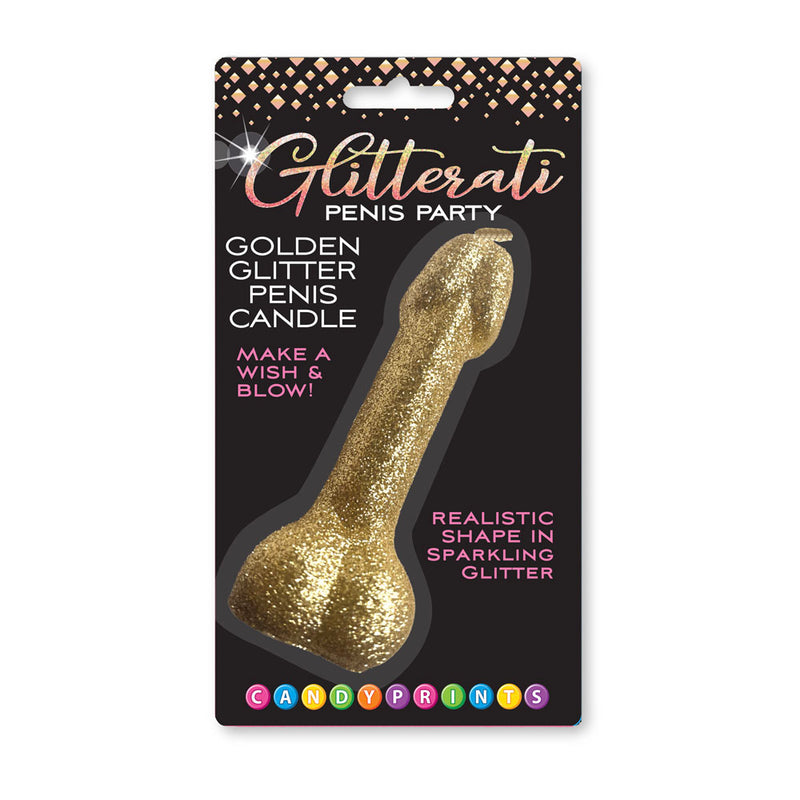 Glitterati Gold Glitter Penis Candle - Gold 10 cm Penis Party Candle