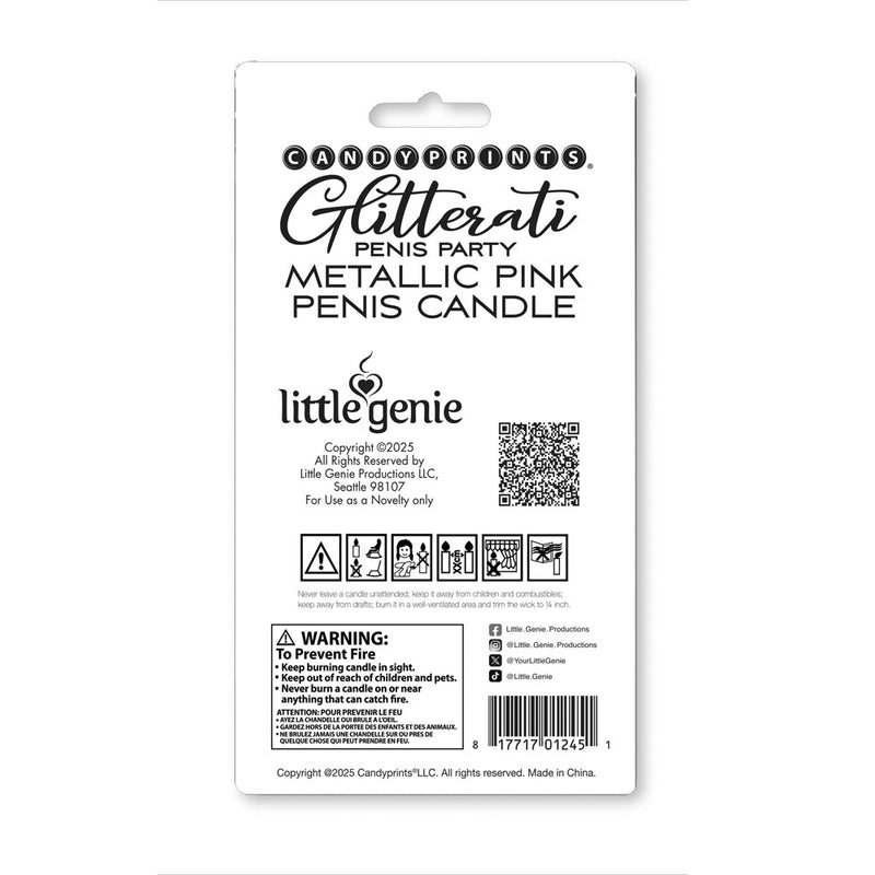 Glitterati Metallic Pink Penis Candle - Rose Gold 10 cm Penis Party Candle