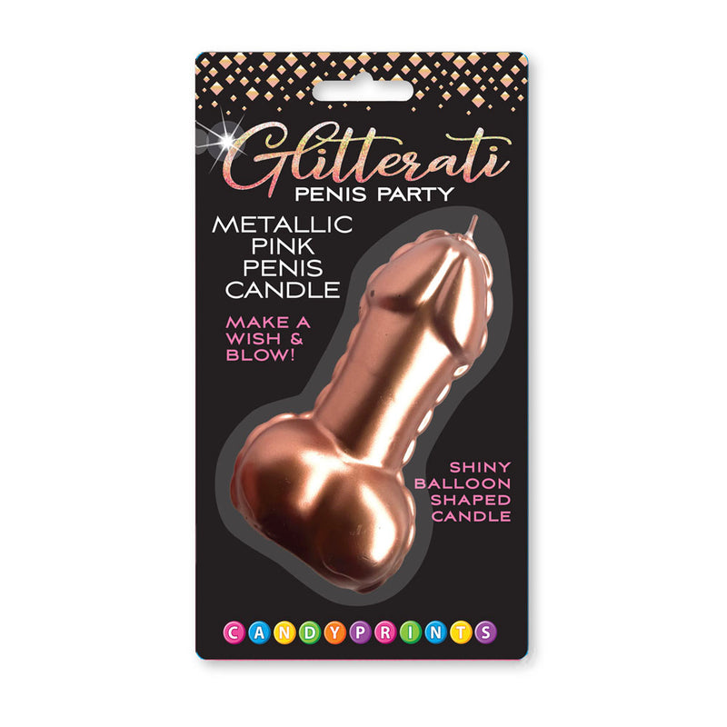 Glitterati Metallic Pink Penis Candle - Rose Gold 10 cm Penis Party Candle