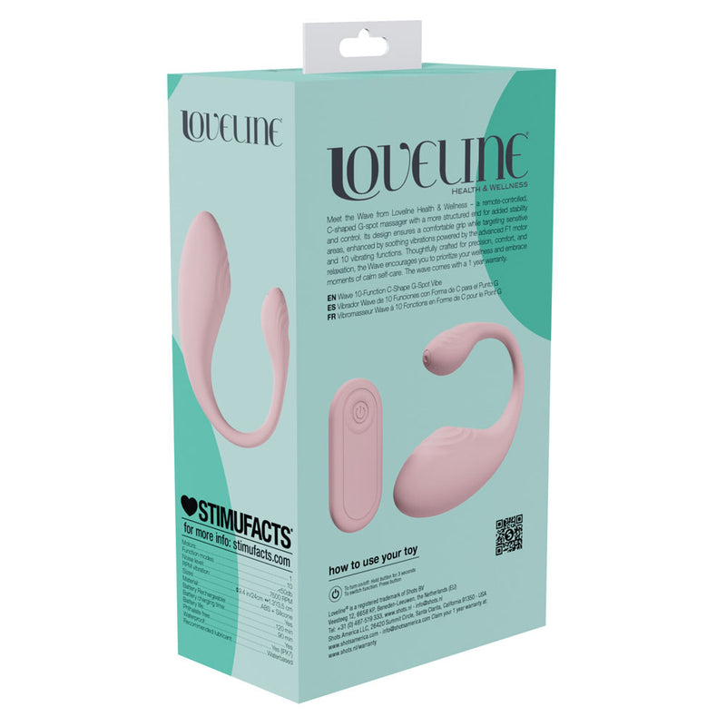 LOVELINE Wave - Pink USB Rechargeable C-Shaped Vibrator with Remote