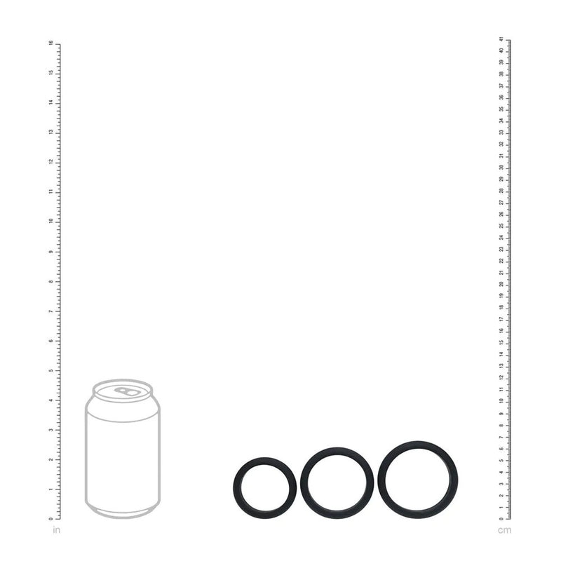 LEVELZ Wide O Silicone Cock Ring Set of 3 - L/XL/2X - Black Cock Rings - Set of 3 Sizes