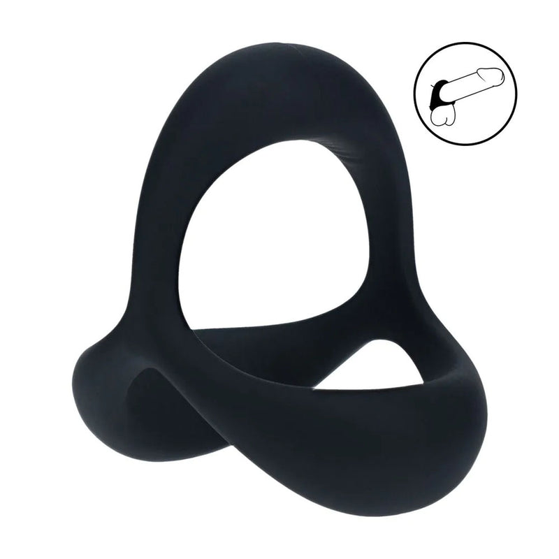 LEVELZ Tri O Ergo Silicone Cock Ring - Black - Black Cock & Balls Rings