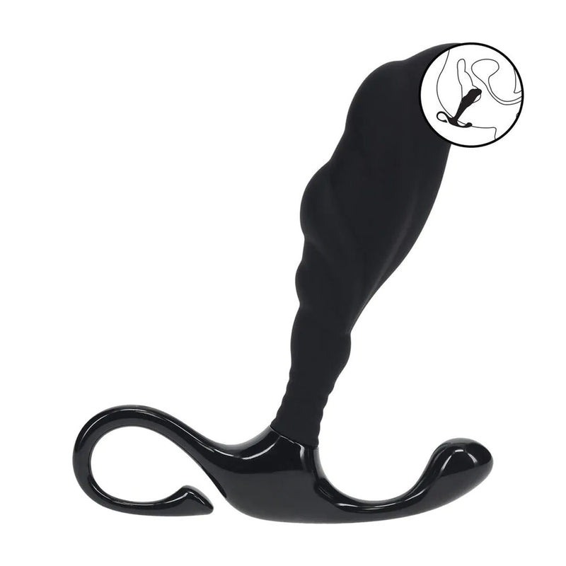 LEVELZ Rippled with Hard Loop Prostate Massager - Small - Black Small Prostate Massager