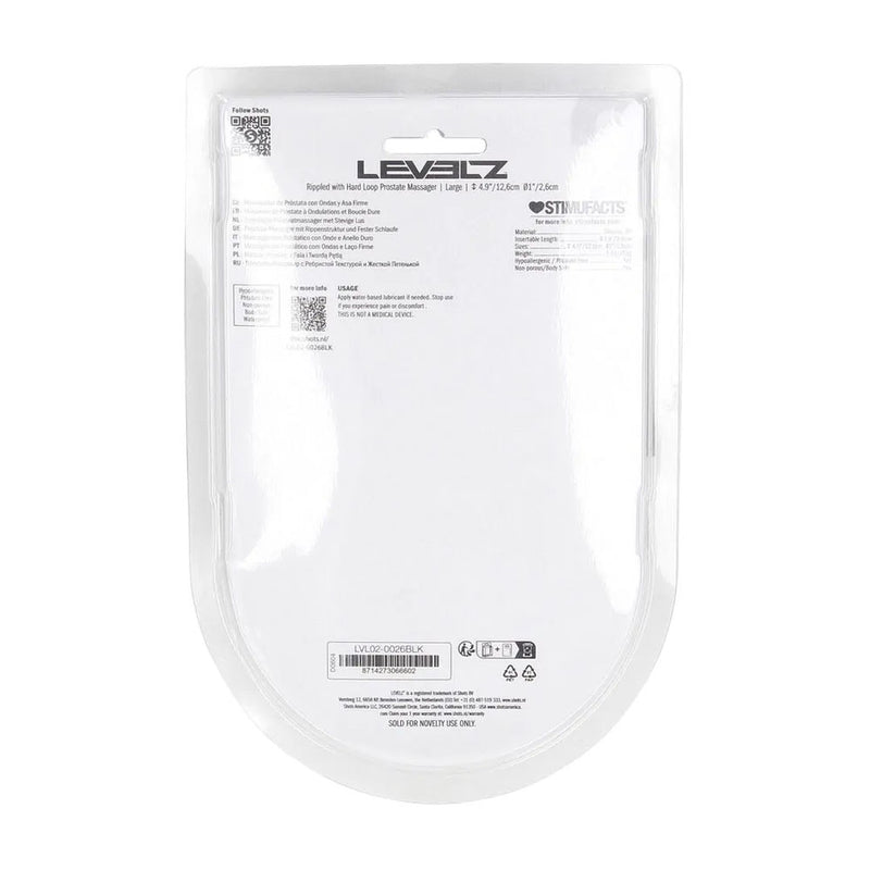 LEVELZ Rippled with Hard Loop Prostate Massager - Large - Black Large Prostate Massager