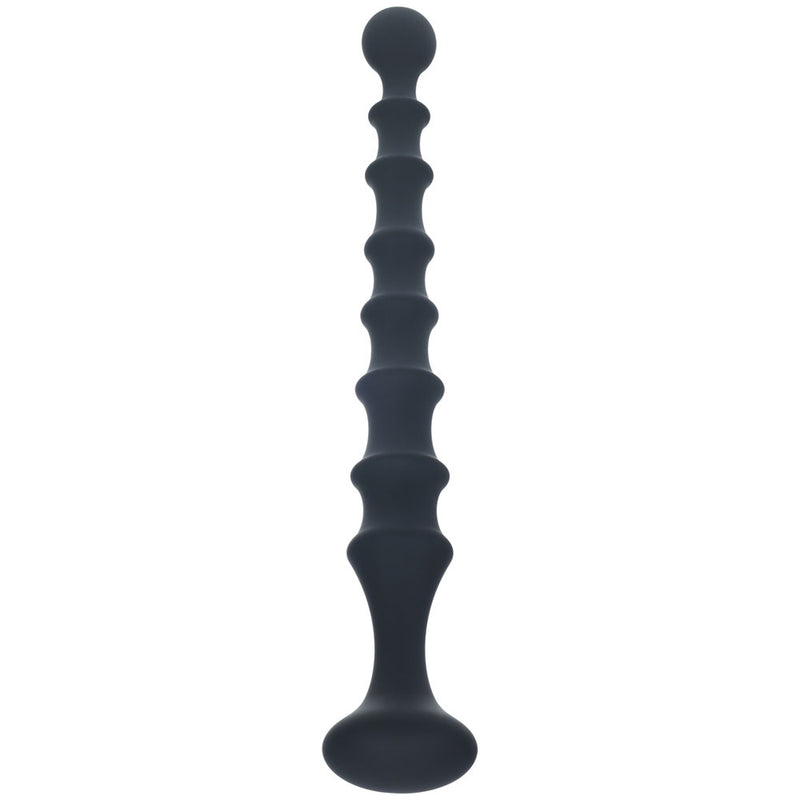 LEVELZ Ribbed Silicone Flared Anal Probe - Black 26.7 cm Anal Beads