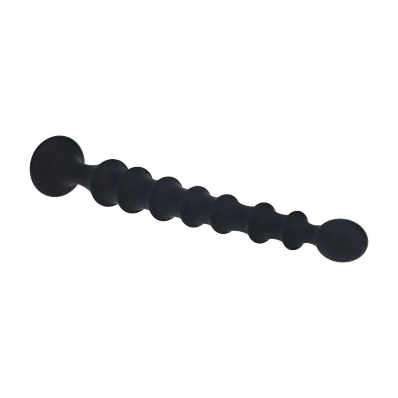 LEVELZ Ribbed Silicone Flared Anal Probe - Black 26.7 cm Anal Beads
