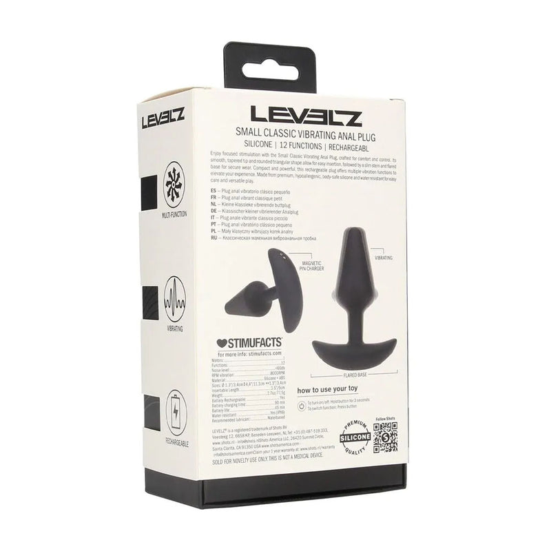 LEVELZ Classic Vibrating Silicone Anal Plug - Small - Black Small USB Rechargeable Butt Plug
