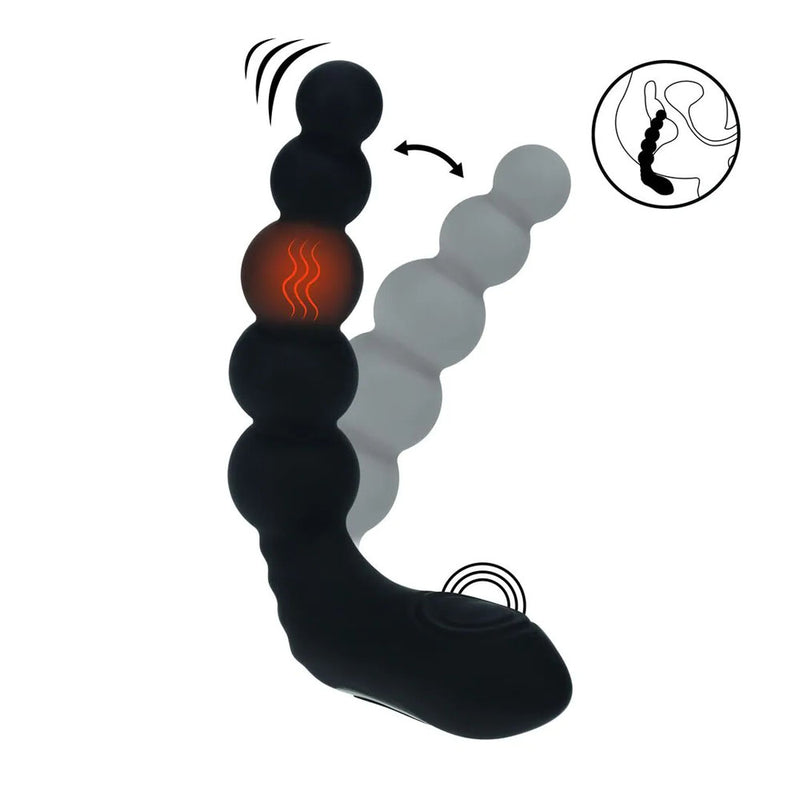 LEVELZ Rechargeable Beaded Prostate Massager - Black USB Rechargeable Heating + Vibrating Prostate Massager