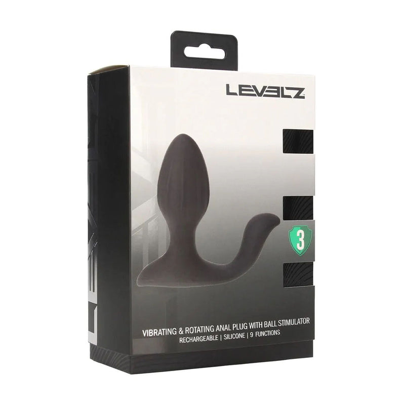 LEVELZ Vibrating & Rotating Anal Plug with Ball Stimulator - Black 10.7 cm USB Rechargeable Vibrating Butt Plug