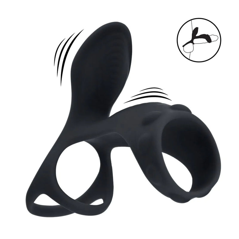 LEVELZ Vibrating Cock & Ball Ring with Shaft Loop - Black USB Rechargeable Vibrating Cock & Ball Rings