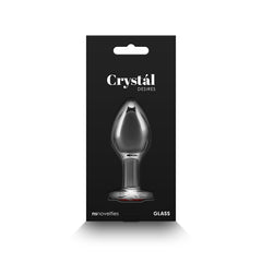 Crystal Desires - Red Heart - Medium - Clear Glass 8.4 cm Butt Plug with Red Heart Gem Base